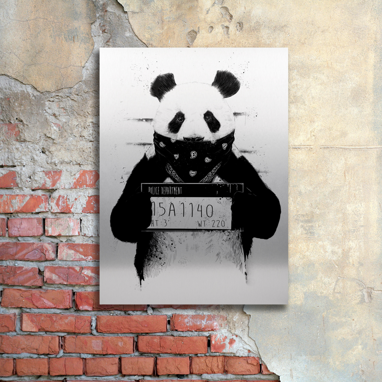 Balazs Solti 'Bad Panda' Floating Brushed Aluminum Art 16 X 22