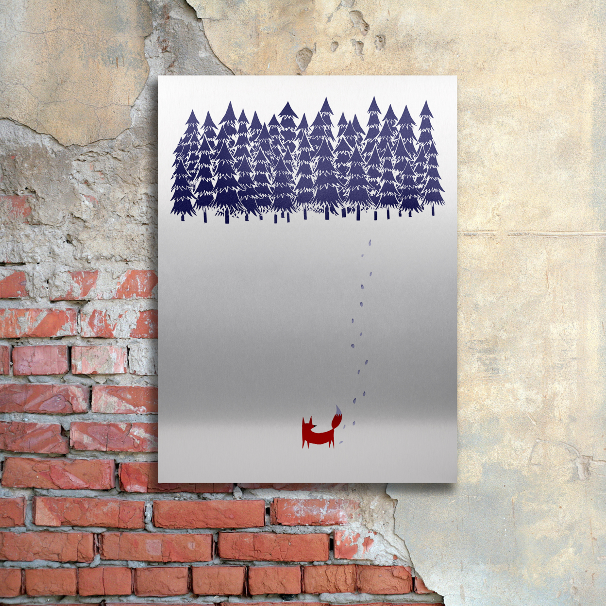 Robert Farkas 'Alone In The Forest' Floating Brushed Aluminum Art 16 X 22