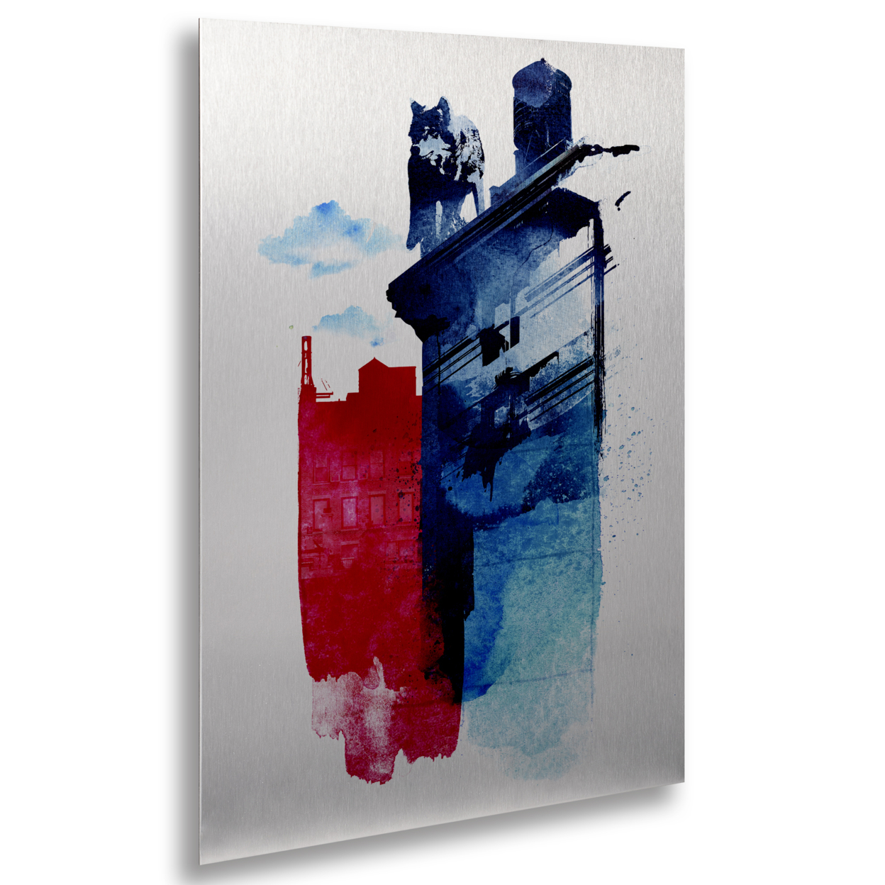 Robert Farkas 'This Is My Town' Floating Brushed Aluminum Art 16 X 22