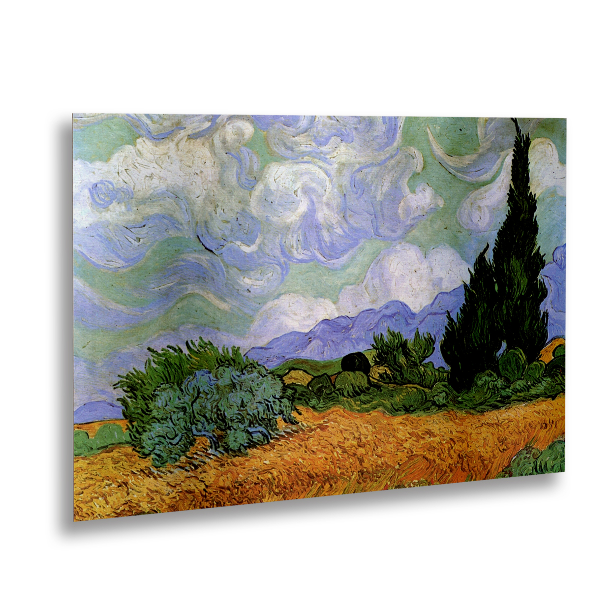 Vincent Van Gogh 'Wheatfield' Floating Brushed Aluminum Art 16 X 22