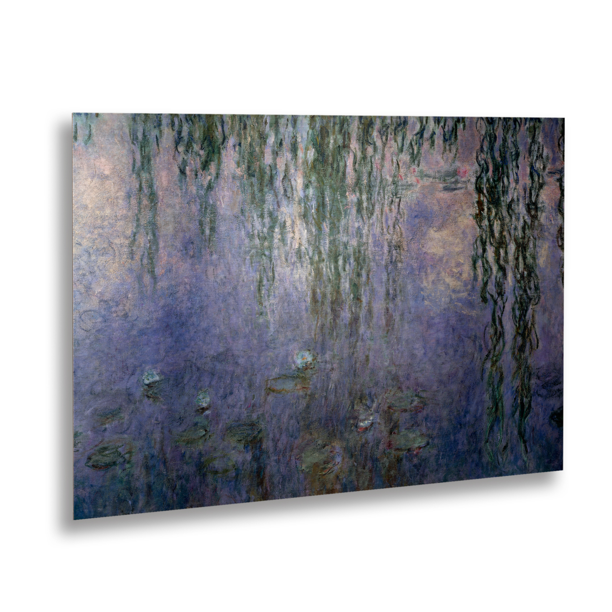 Claude Monet 'Water Lilies III' Floating Brushed Aluminum Art 16 X 22