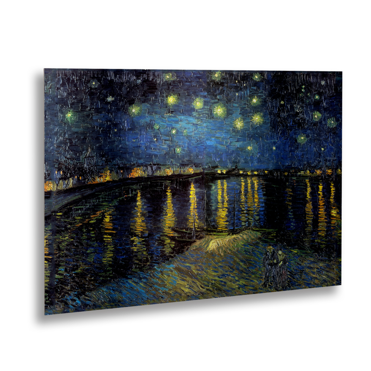 Vincent Van Gogh 'The Starry Night II' Floating Brushed Aluminum Art 16 X 22