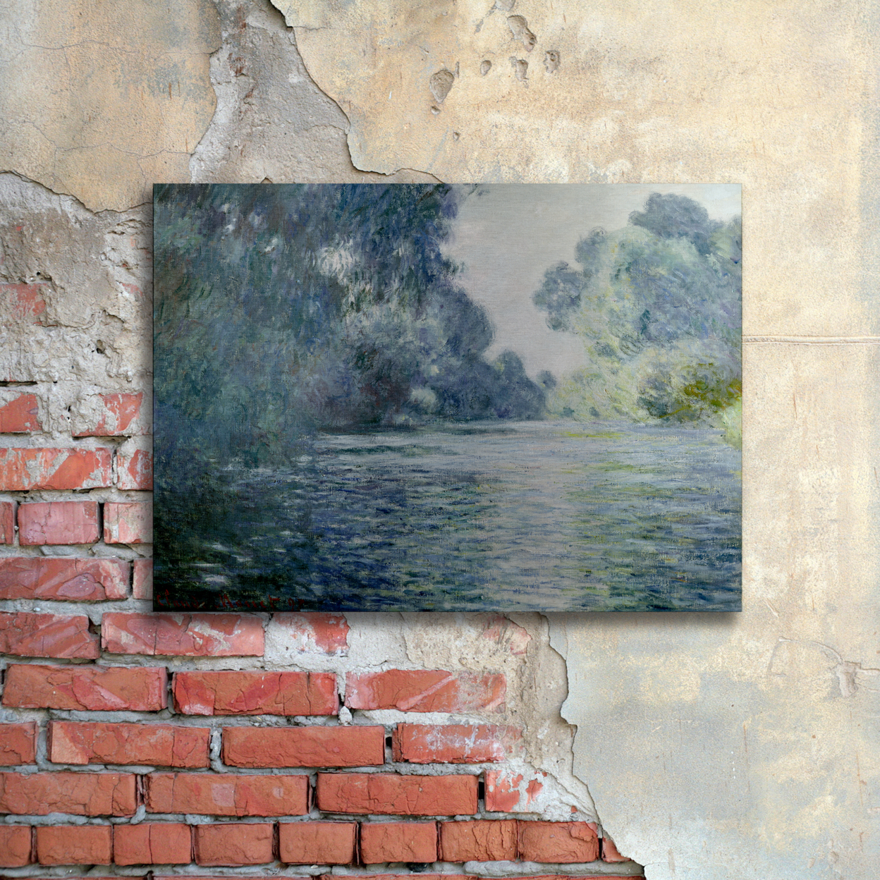 Claude Monet 'Branch Of The Seine' Floating Brushed Aluminum Art 16 X 22