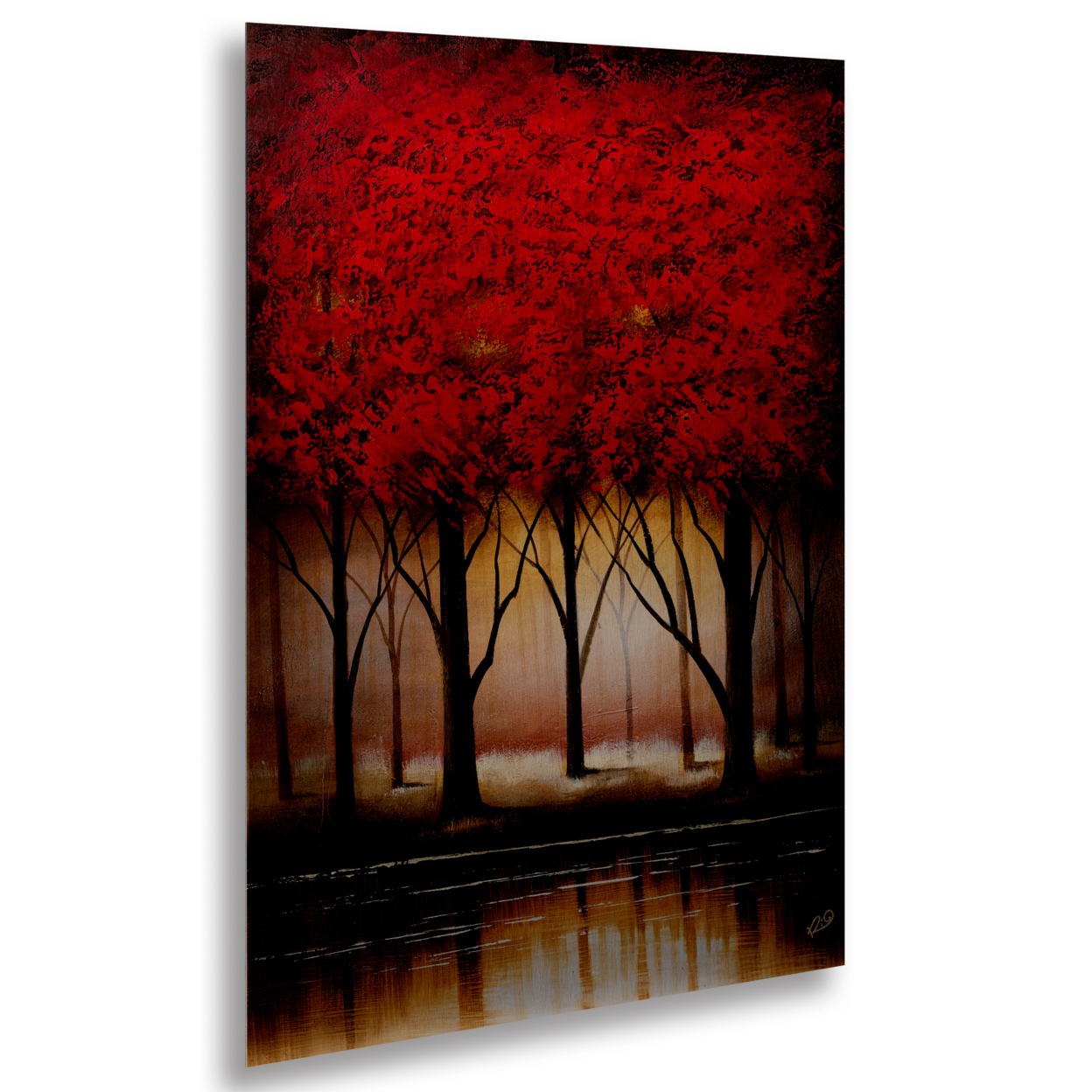 Masters Fine Art 'Serenade In Red' Floating Brushed Aluminum Art 16 X 22