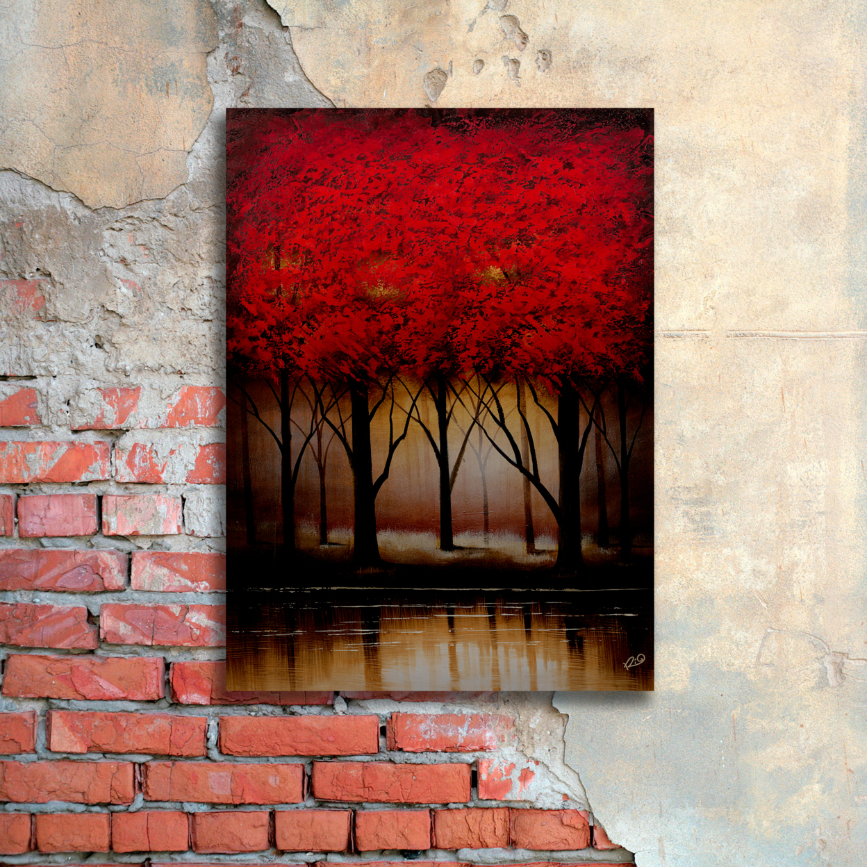 Masters Fine Art 'Serenade In Red' Floating Brushed Aluminum Art 16 X 22