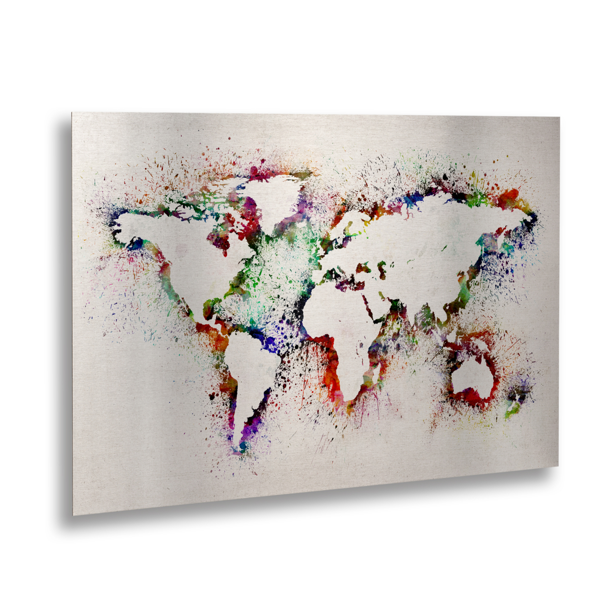 Michael Tompsett 'World Map' Floating Brushed Aluminum Art 16 X 22