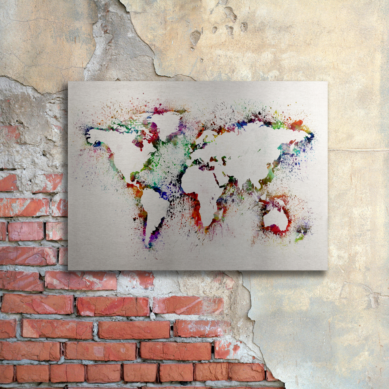 Michael Tompsett 'World Map' Floating Brushed Aluminum Art 16 X 22