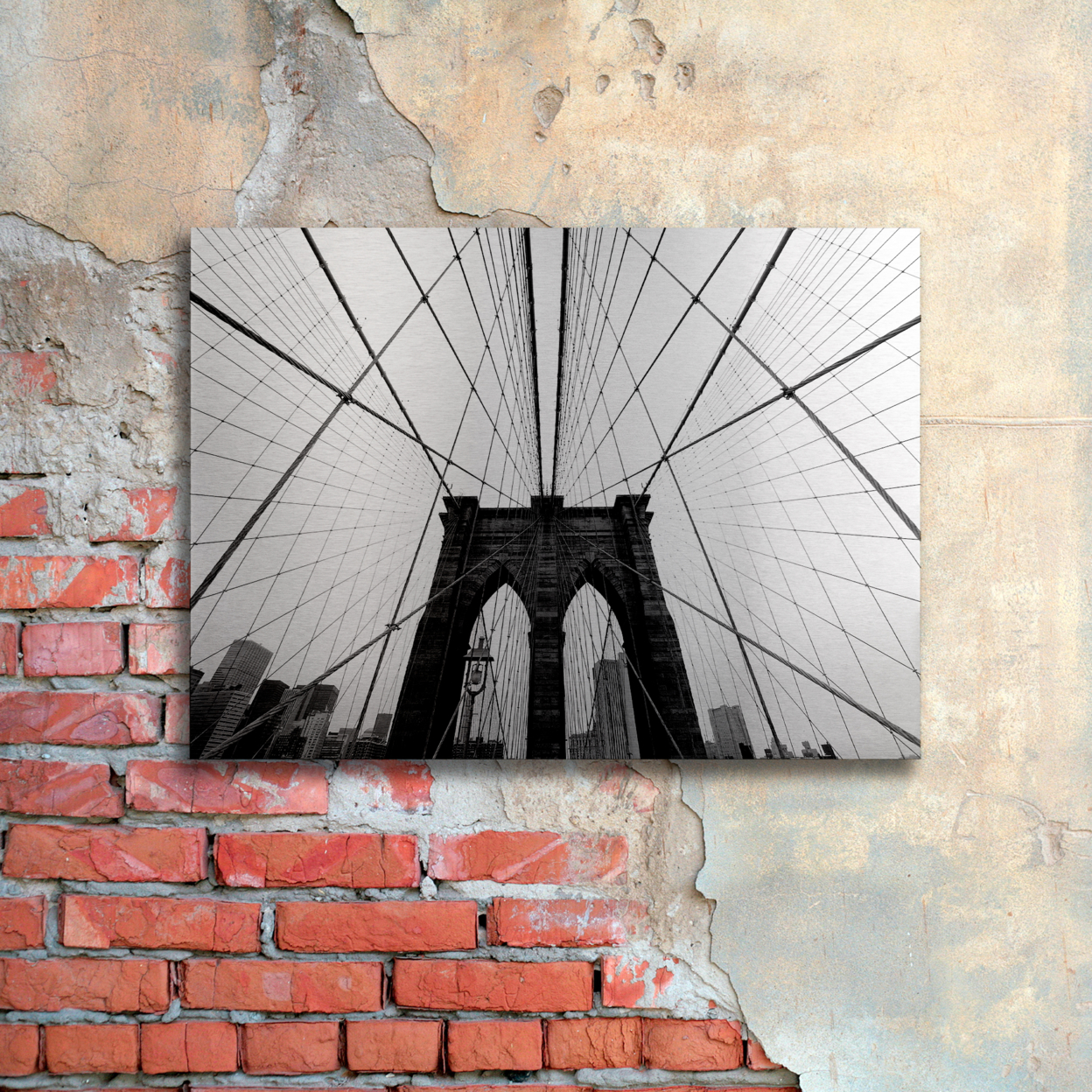 Nina Papiorek 'NYC Brooklyn Bridge' Floating Brushed Aluminum Art 16 X 22
