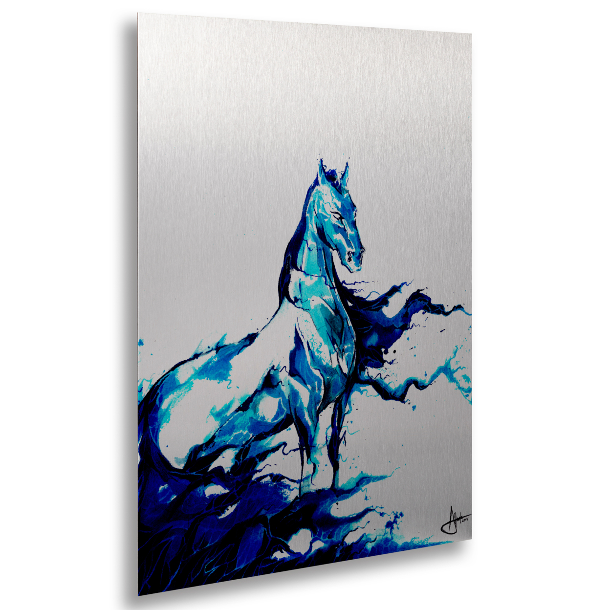 Marc Allante 'Poseidon' Floating Brushed Aluminum Art 16 X 22