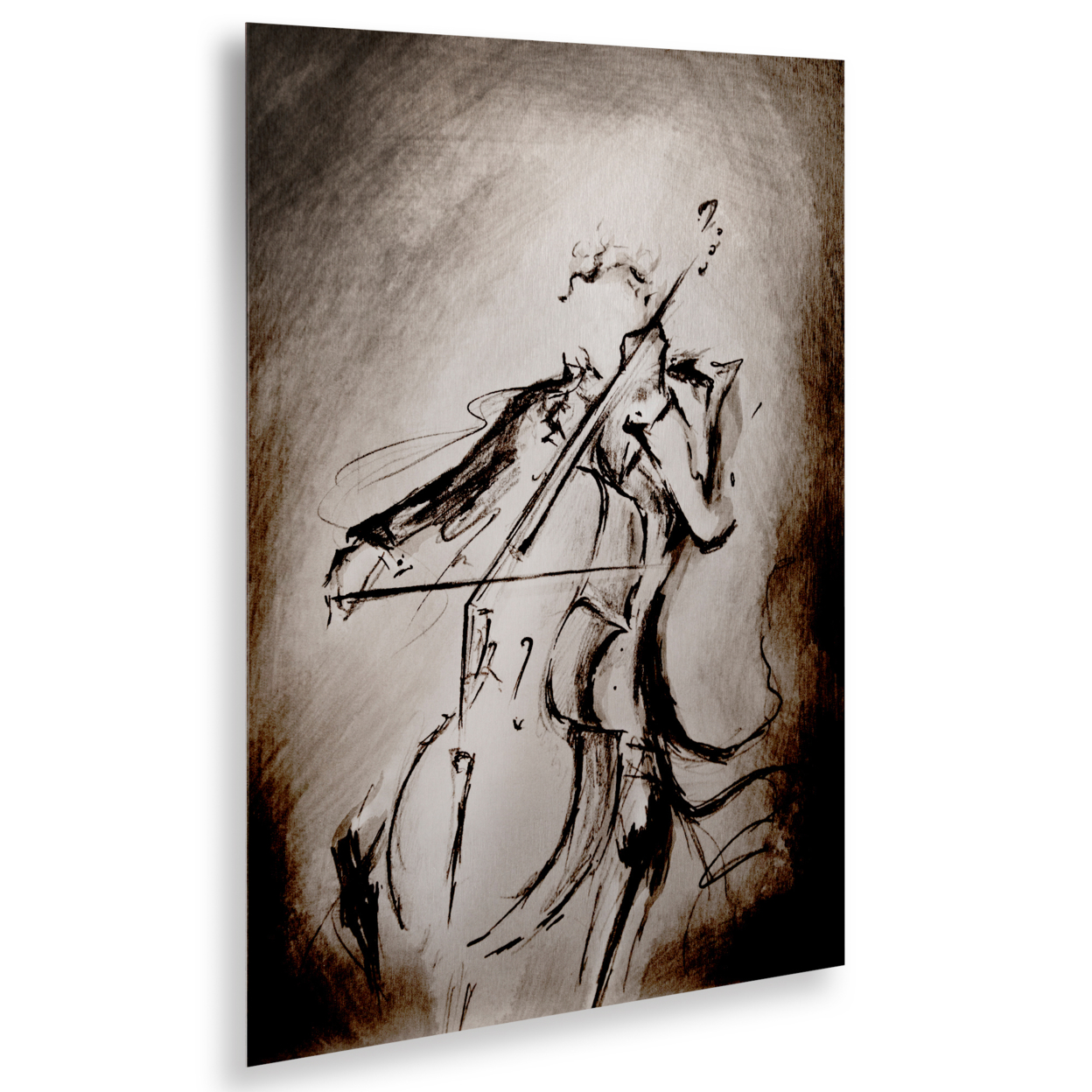 Marc Allante 'The Cellist' Floating Brushed Aluminum Art 16 X 22