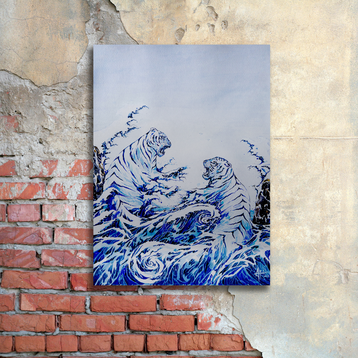 Marc Allante 'The Crashing Waves' Floating Brushed Aluminum Art 16 X 22