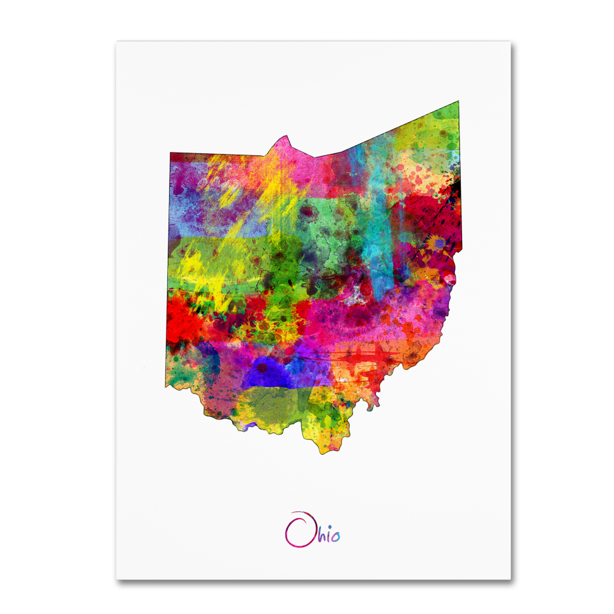Michael Tompsett 'Ohio Map' Canvas Wall Art 35 X 47 Inches