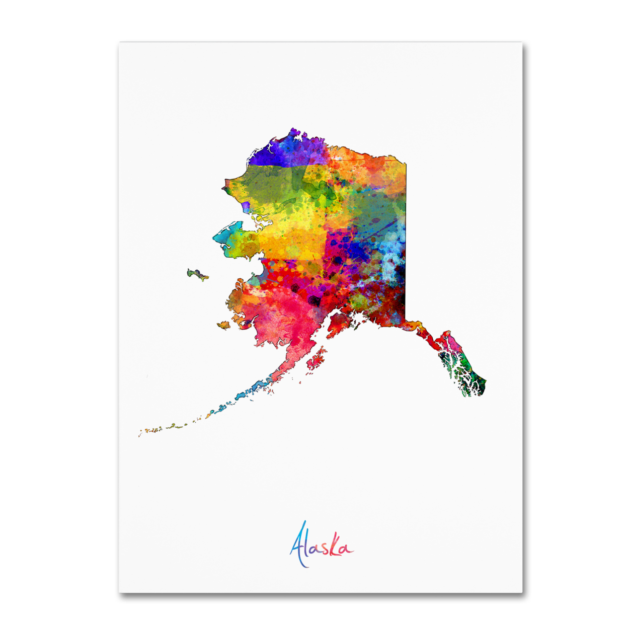Michael Tompsett 'Alaska Map' Canvas Wall Art 35 X 47 Inches