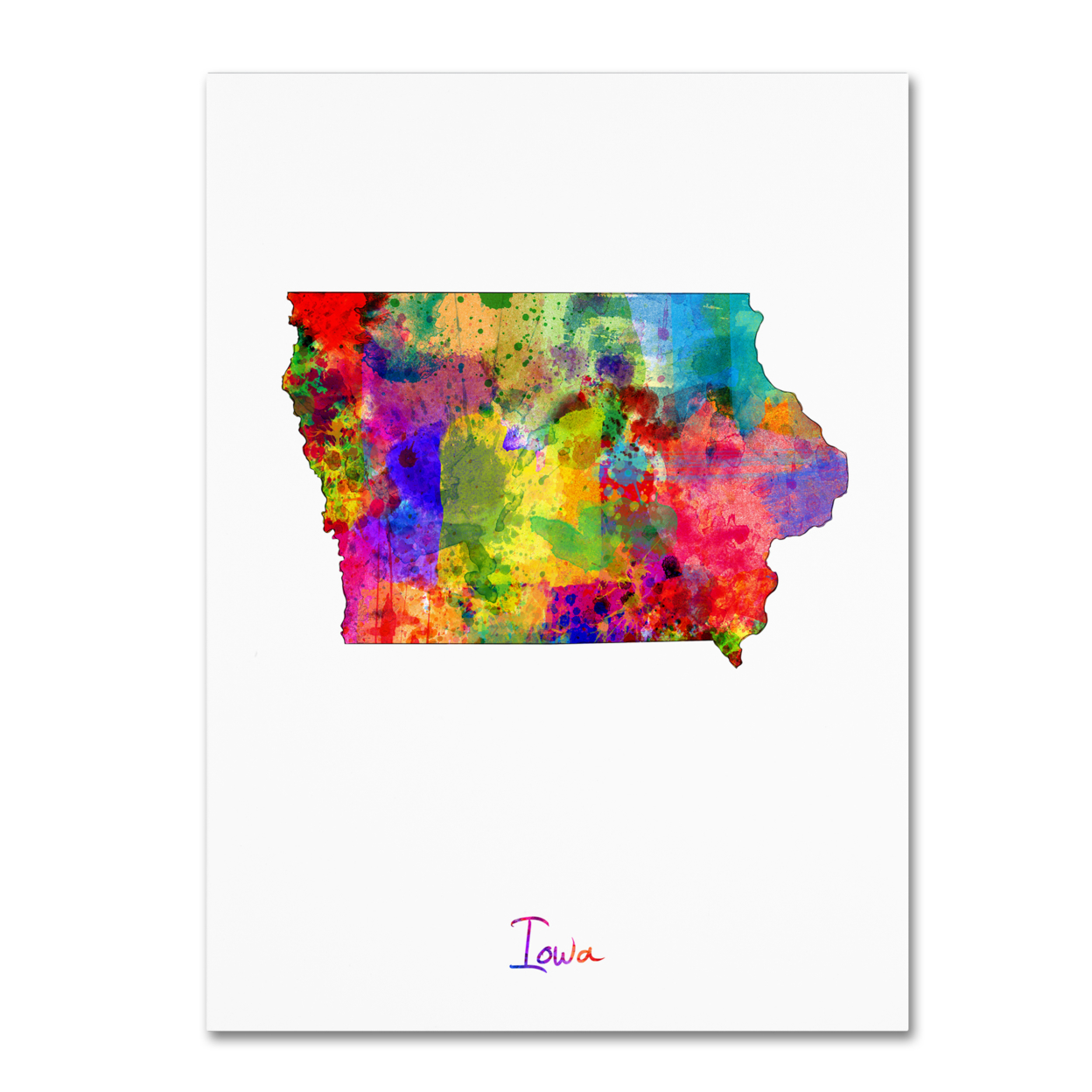 Michael Tompsett 'Iowa Map' Canvas Wall Art 35 X 47 Inches