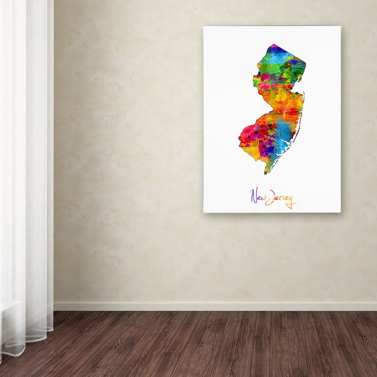 Michael Tompsett 'New Jersey Map' Canvas Wall Art 35 X 47 Inches