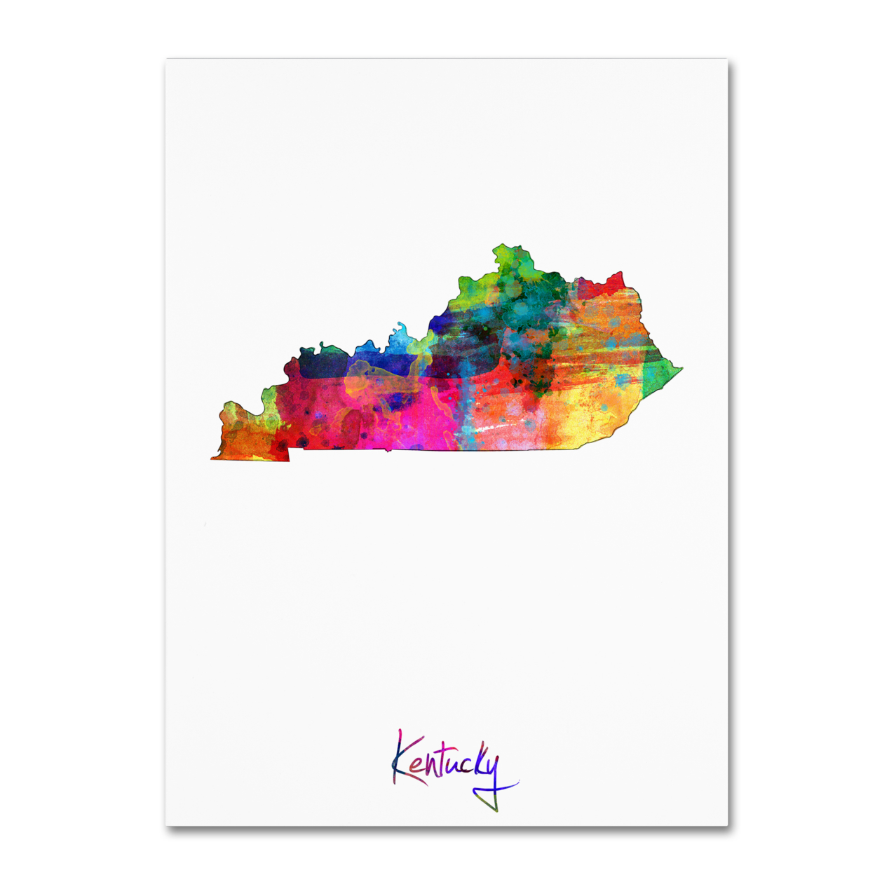 Michael Tompsett 'Kentucky Map' Canvas Wall Art 35 X 47 Inches