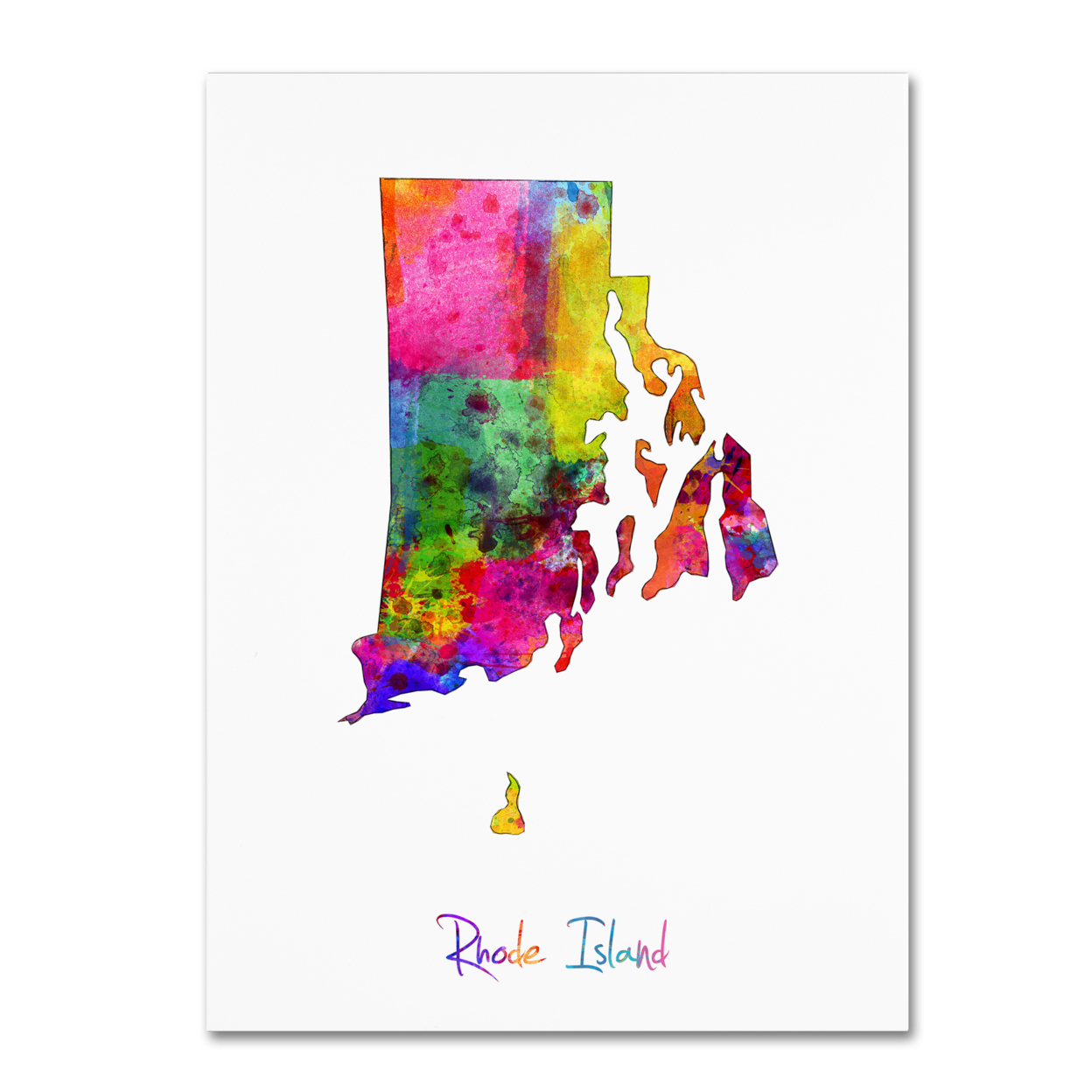 Michael Tompsett 'Rhode Island Map' Canvas Wall Art 35 X 47 Inches