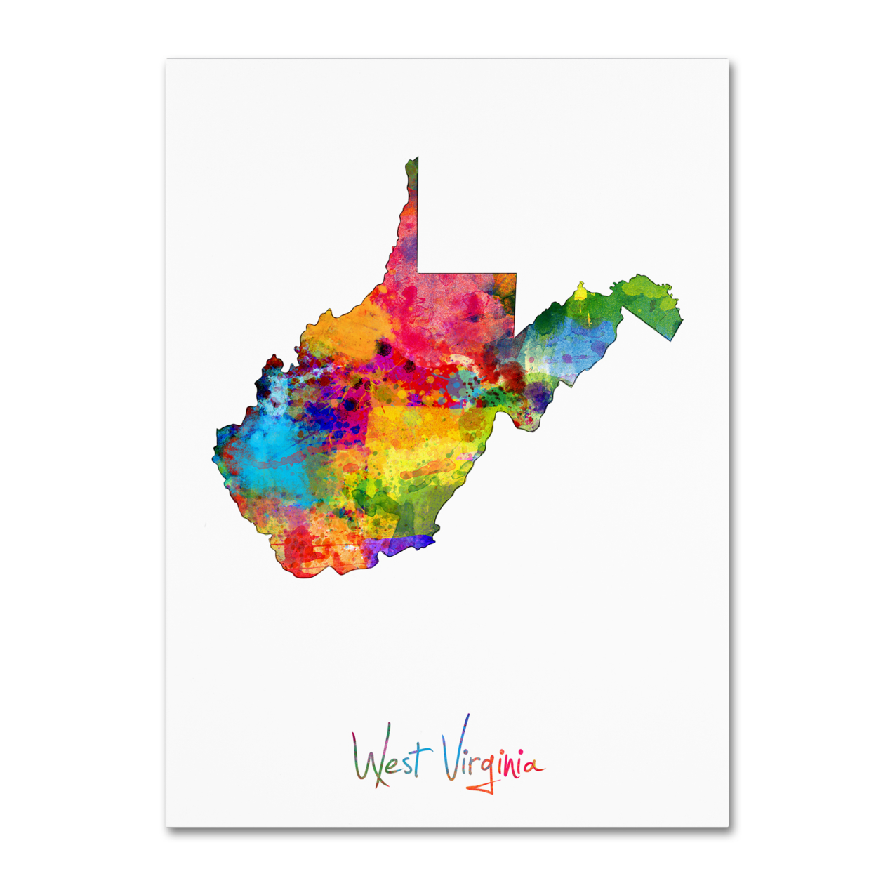 Michael Tompsett 'West Virginia Map' Canvas Wall Art 35 X 47 Inches