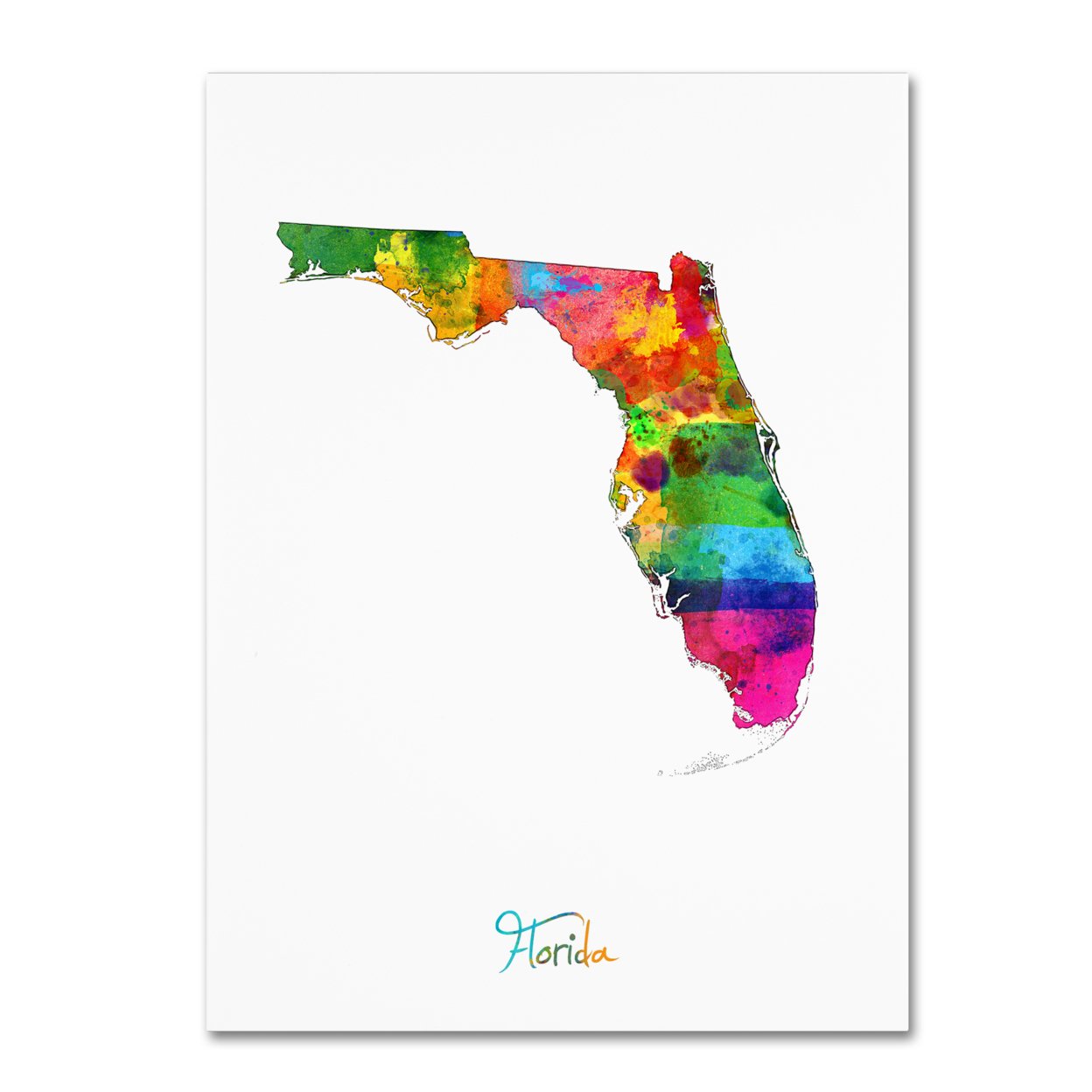 Michael Tompsett 'Florida Map' Canvas Wall Art 35 X 47 Inches