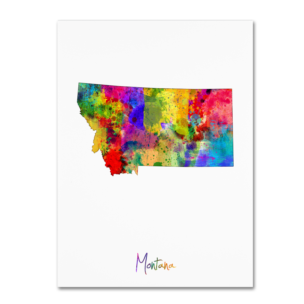 Michael Tompsett 'Montana Map' Canvas Wall Art 35 X 47 Inches