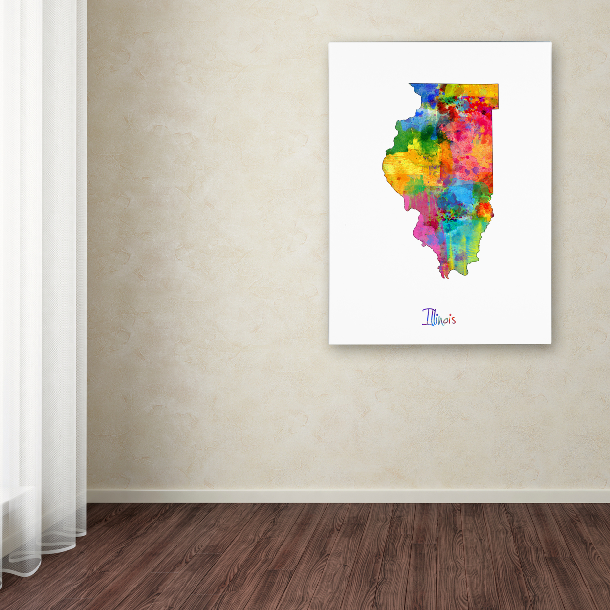 Michael Tompsett 'Illinois Map' Canvas Wall Art 35 X 47 Inches