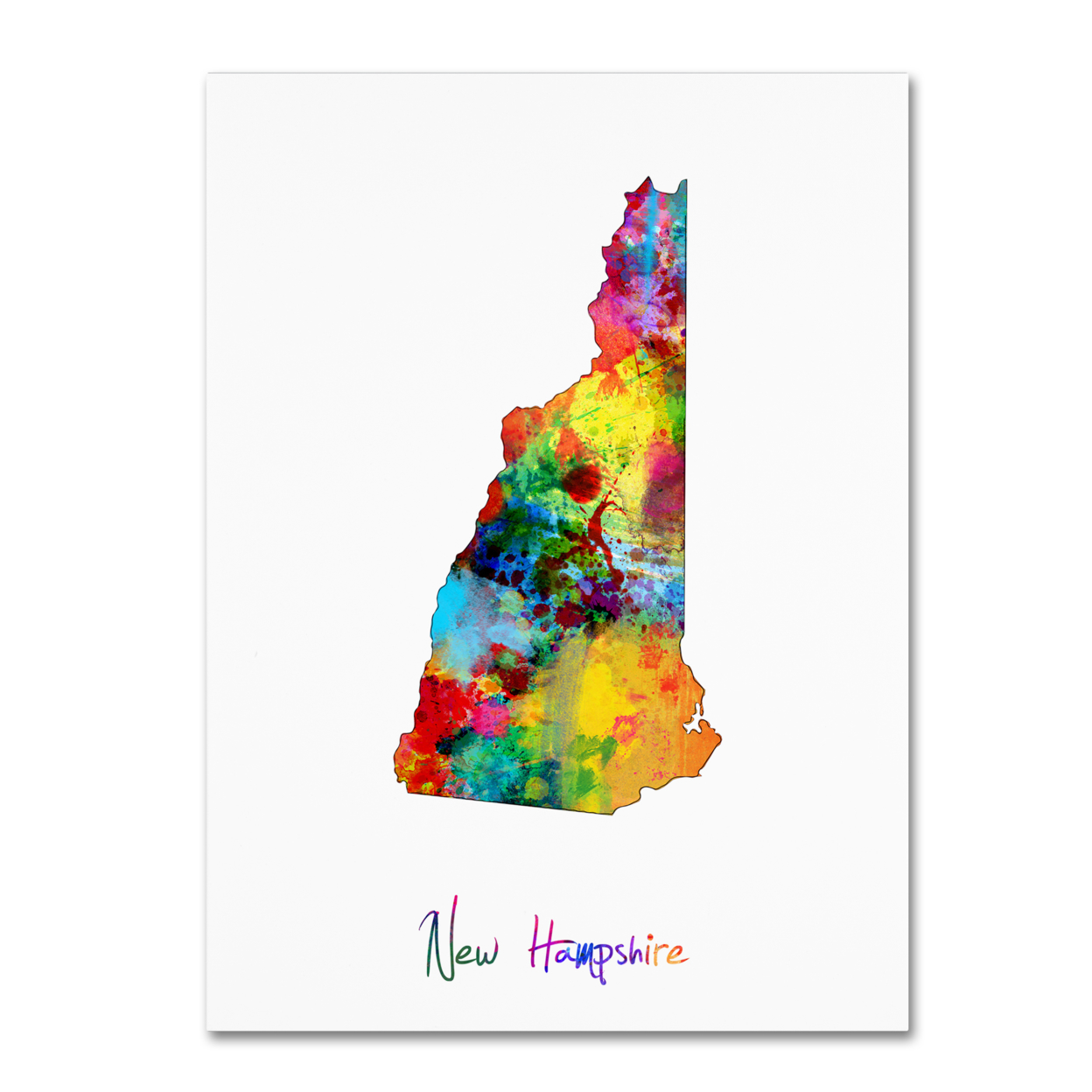 Michael Tompsett 'New Hampshire Map' Canvas Wall Art 35 X 47 Inches