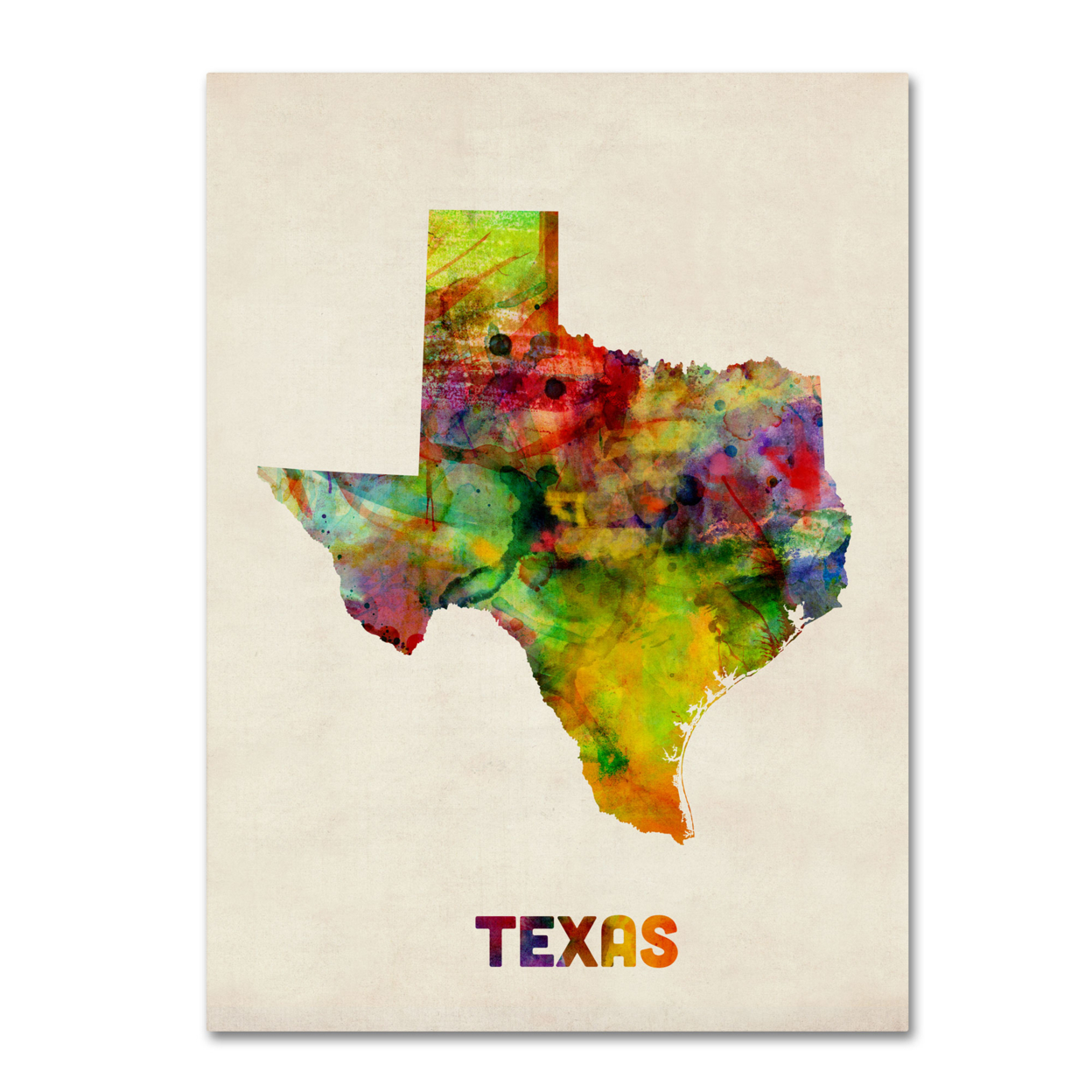 Michael Tompsett 'Texas Map' Canvas Wall Art 35 X 47
