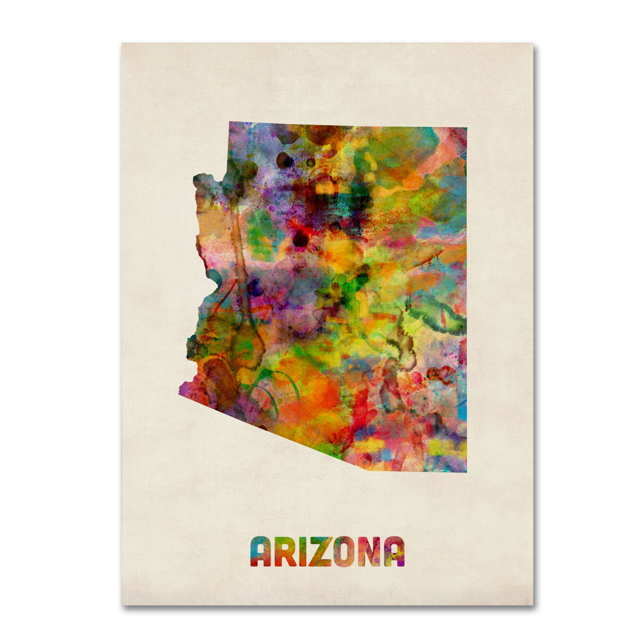 Michael Tompsett 'Arizona Map' Canvas Wall Art 35 X 47