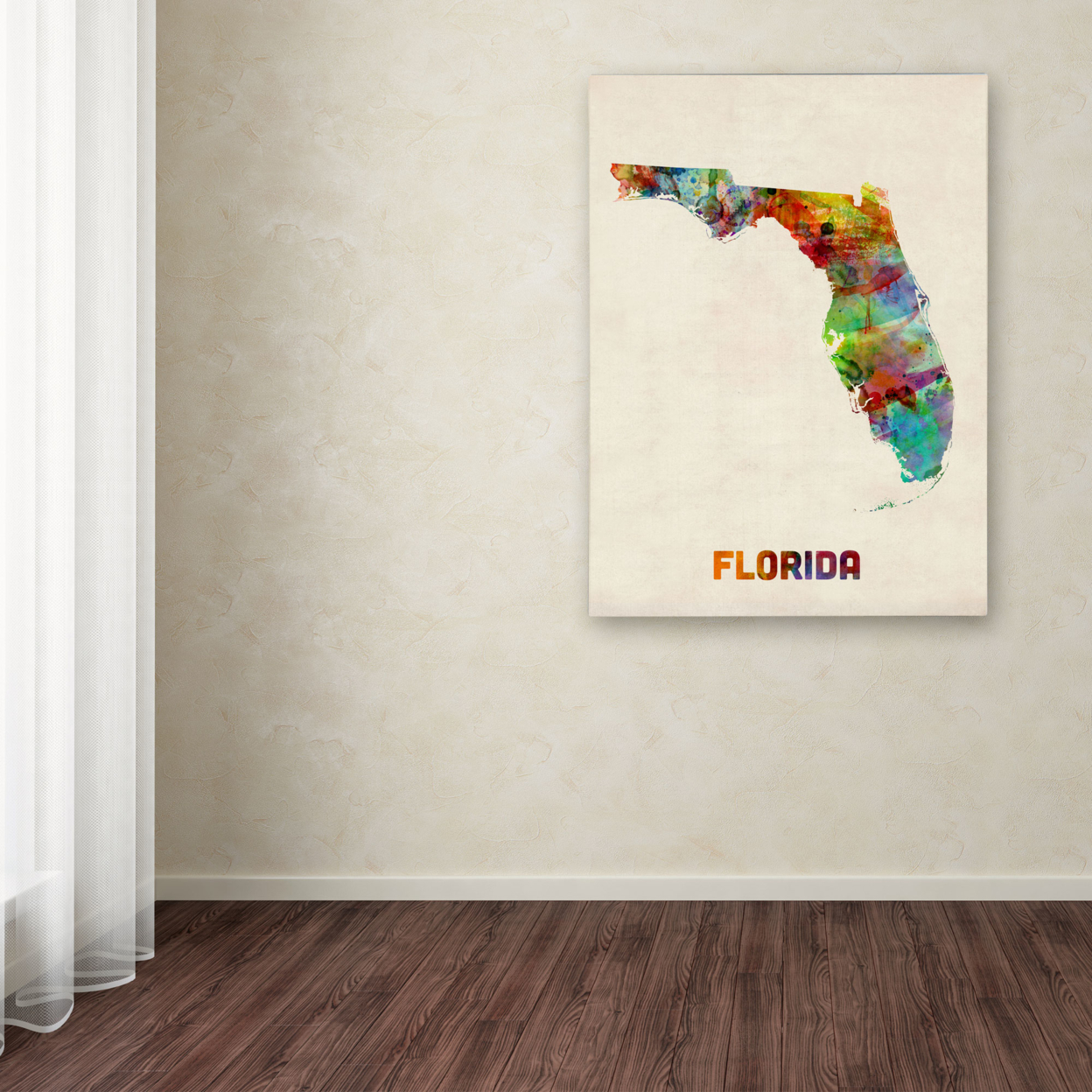 Michael Tompsett 'Florida Map' Canvas Wall Art 35 X 47