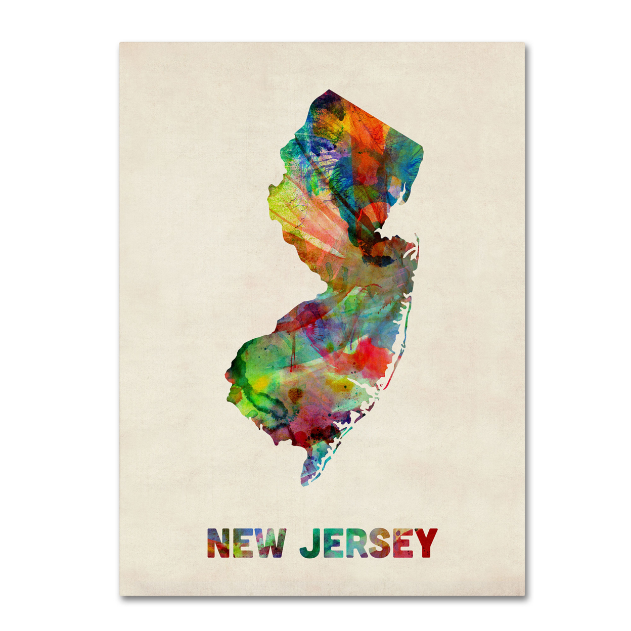 Michael Tompsett 'New Jersey Map' Canvas Wall Art 35 X 47