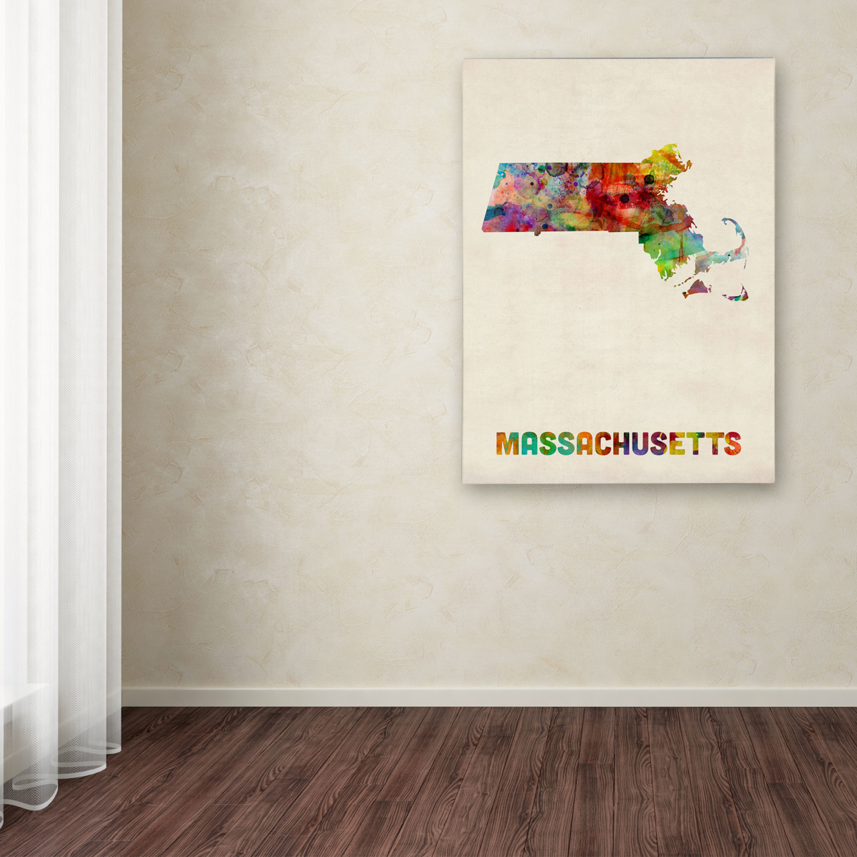 Michael Tompsett 'Massachusetts Map' Canvas Wall Art 35 X 47