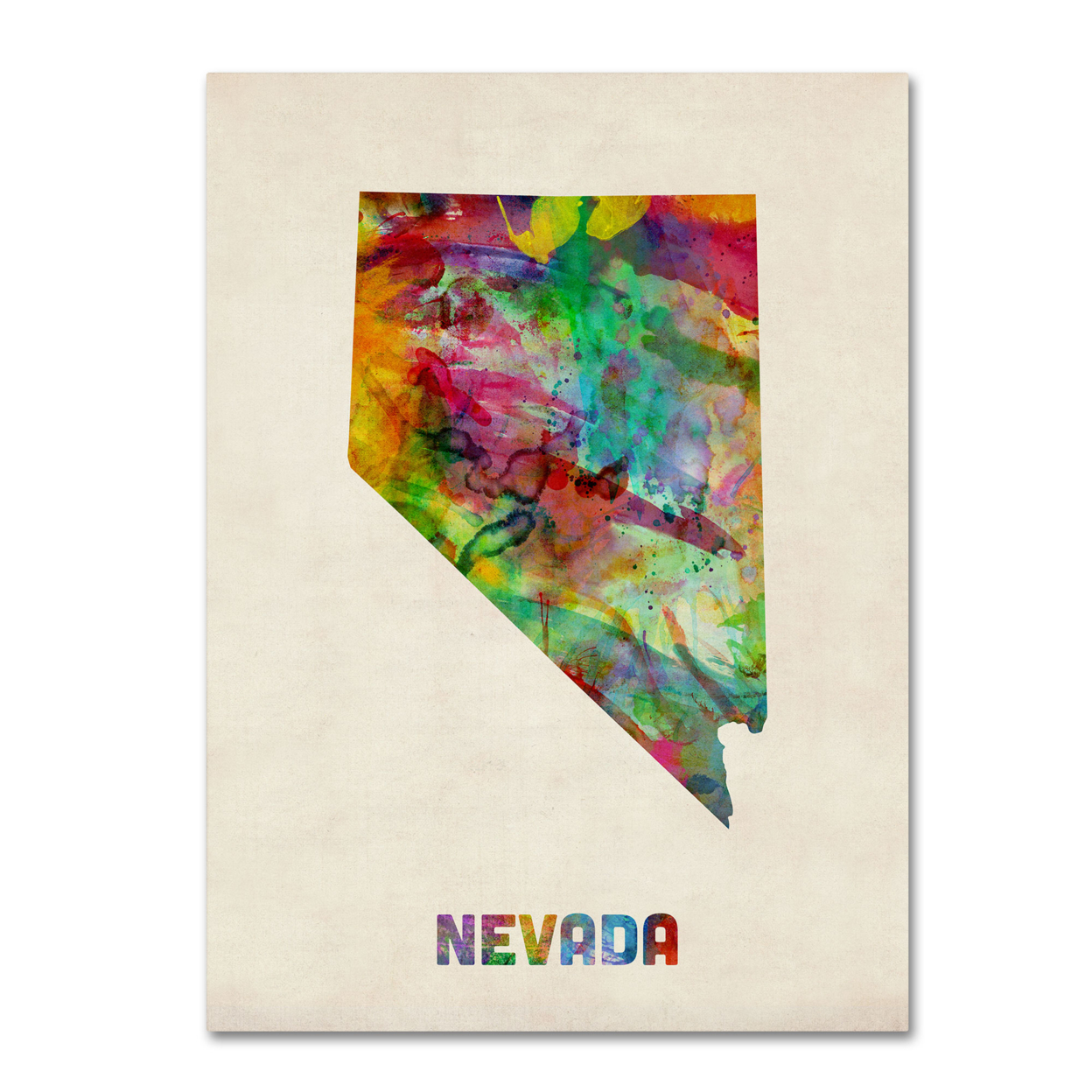 Michael Tompsett 'Nevada Map' Canvas Wall Art 35 X 47