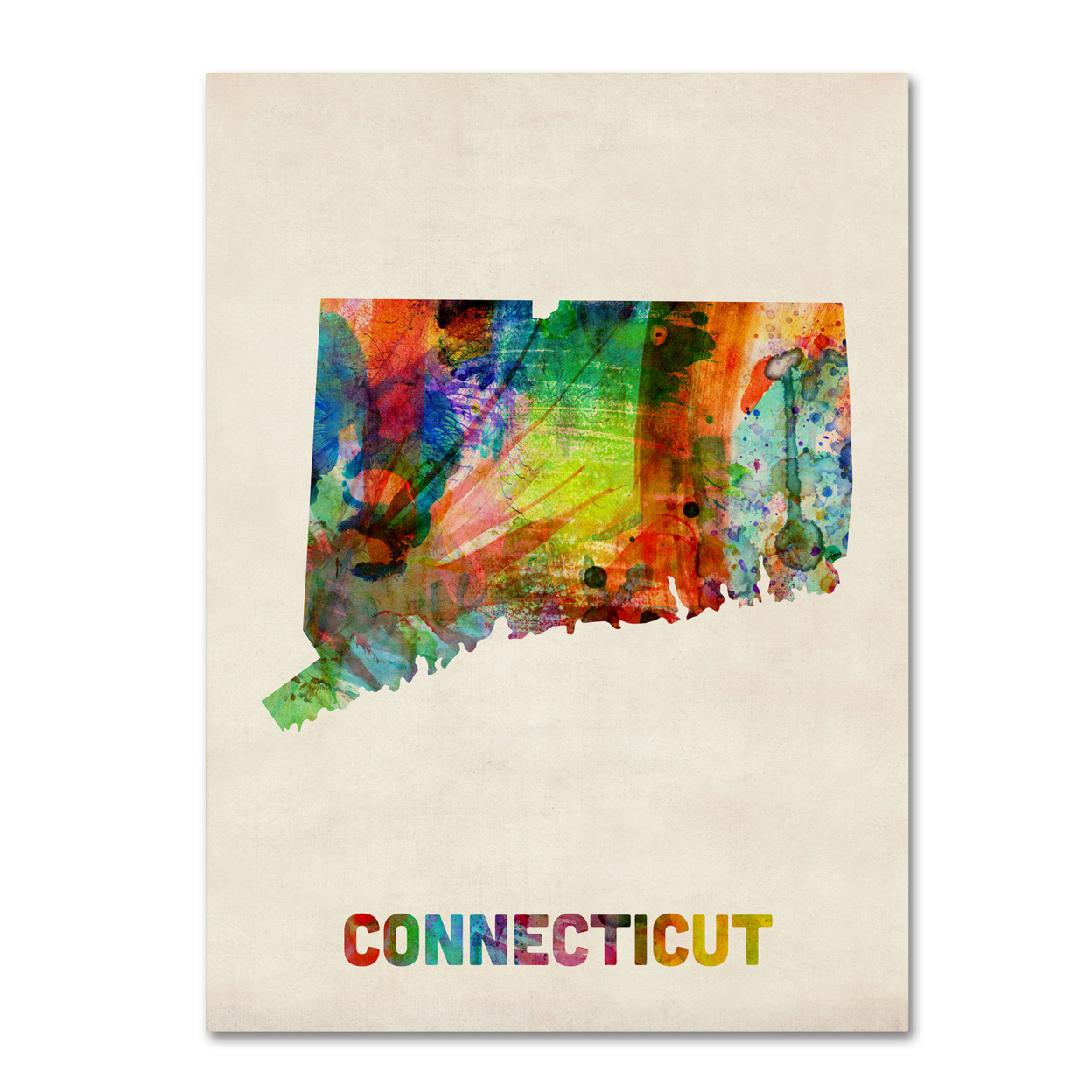 Michael Tompsett 'Connecticut Map' Canvas Wall Art 35 X 47
