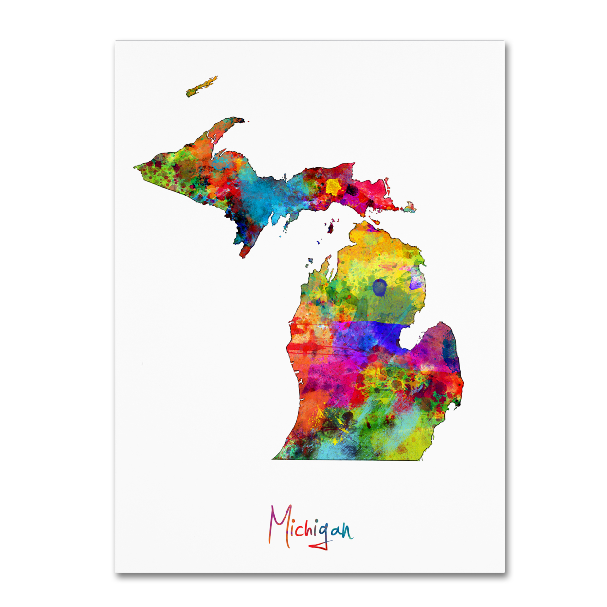 Michael Tompsett 'Michigan Map' Canvas Wall Art 35 X 47 Inches