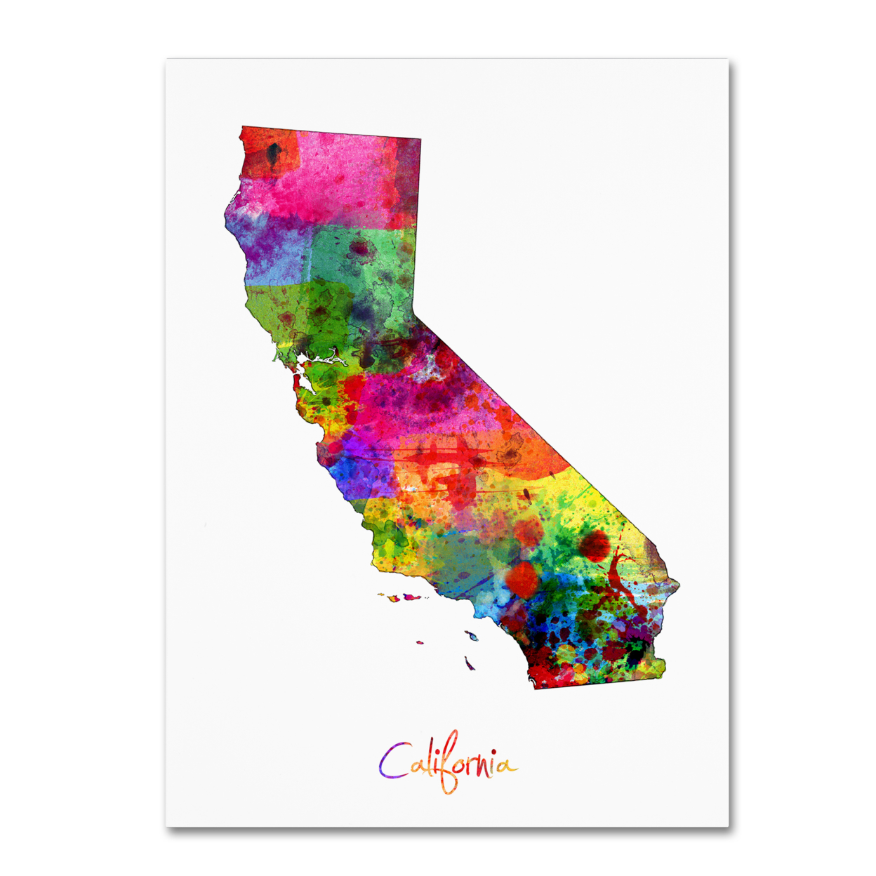 Michael Tompsett 'California Map' Canvas Wall Art 35 X 47 Inches