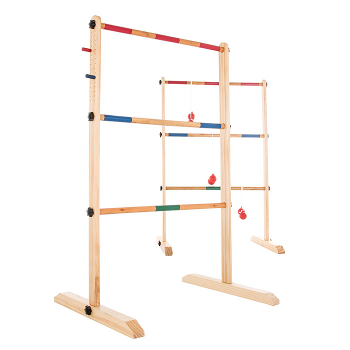 Double Wooden Ladder Toss Backyard Throwing Game With 6 Bolas By Hey! Play!