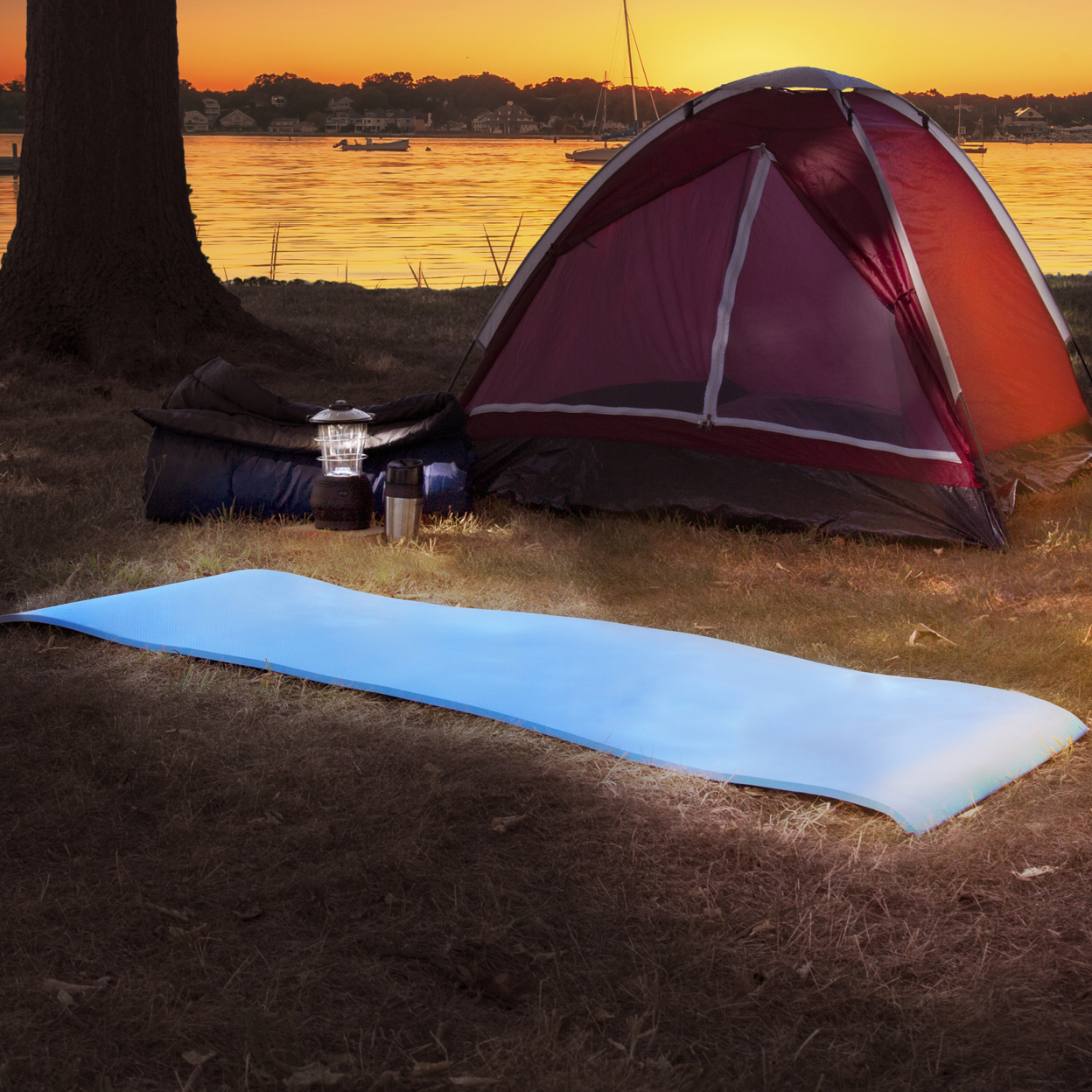 Wakeman Outdoors Super Light Luxury Foam Camping Sleep Mat - LT BLUE