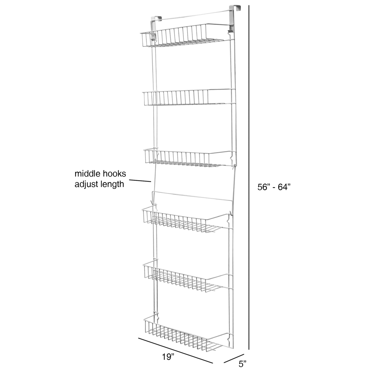 Lavish Home Home 5 Foot Overdoor Rack With 6 Baskets - White