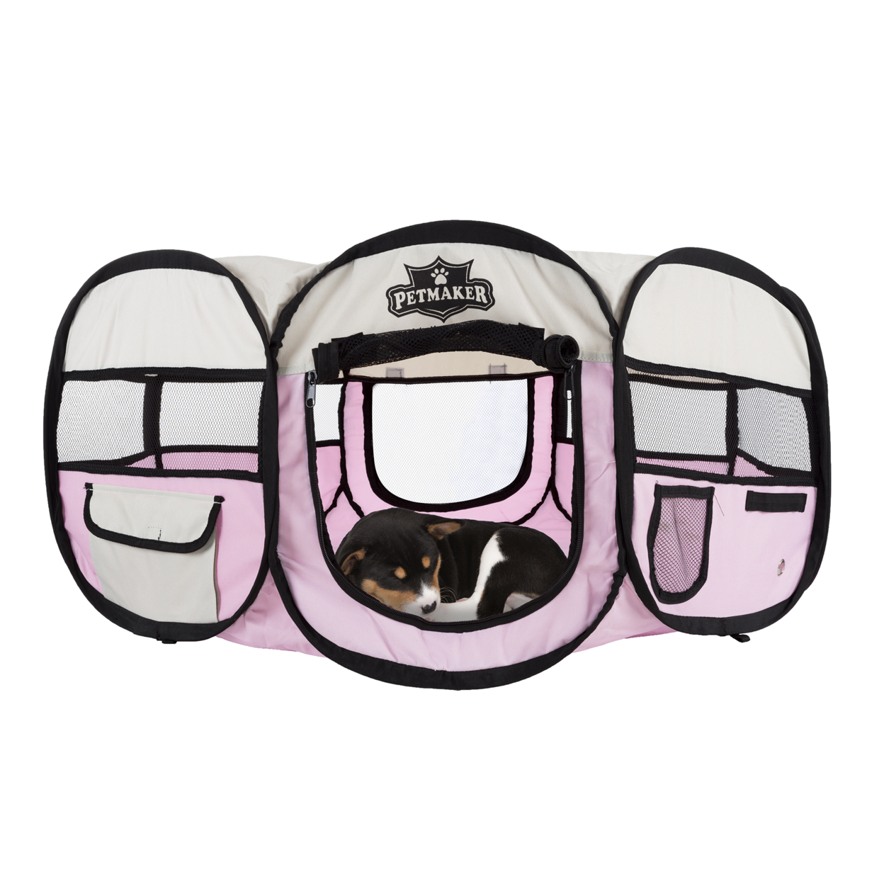 Portable Pop Up Pet Play Pen With Carrying Bag 33in Diameter X 15.5in Pink By PETMAKER