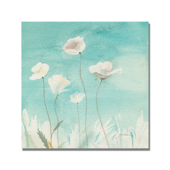 Sheila Golden 'White Poppies' Huge Canvas Art 35 X 35.