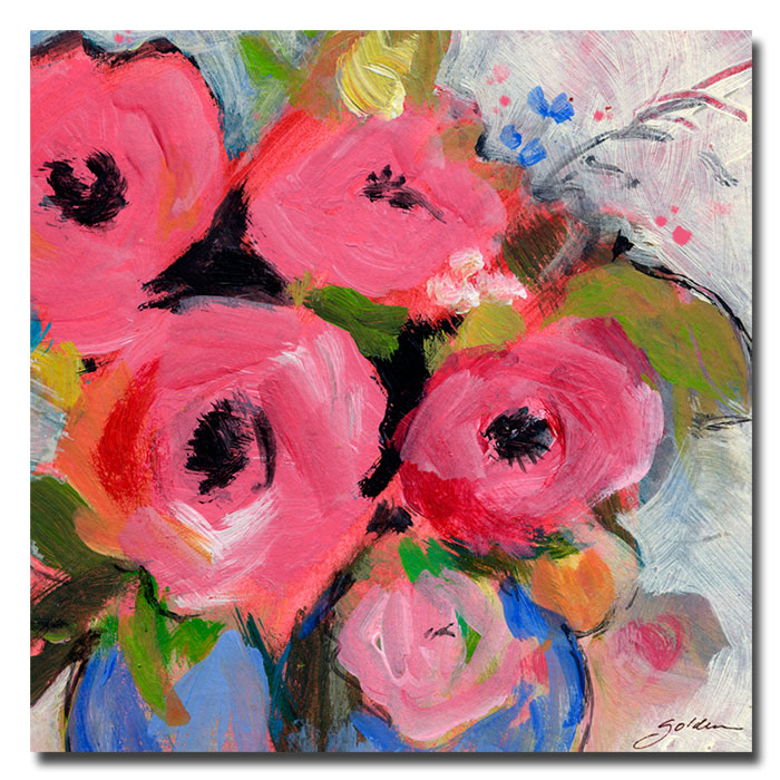 Sheila Golden 'Bouquet In Pink' Huge Canvas Art 35 X 35