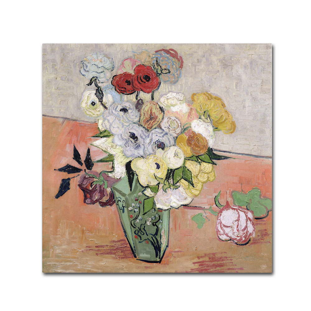Vincent Van Gogh 'Roses And Anemones, 1890' Huge Canvas Art 35 X 35