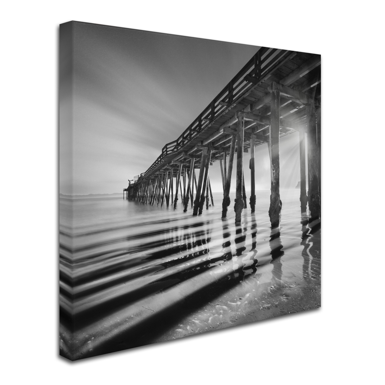 Moises Levy 'Pier And Shadows' Huge Canvas Art 35 X 35