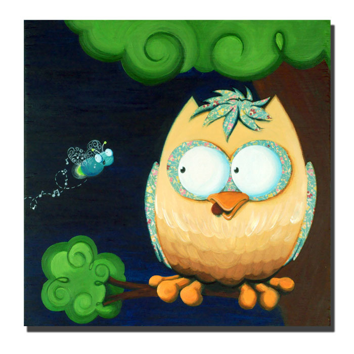 Sylvia Masek 'Owl' Huge Canvas Art 35 X 35