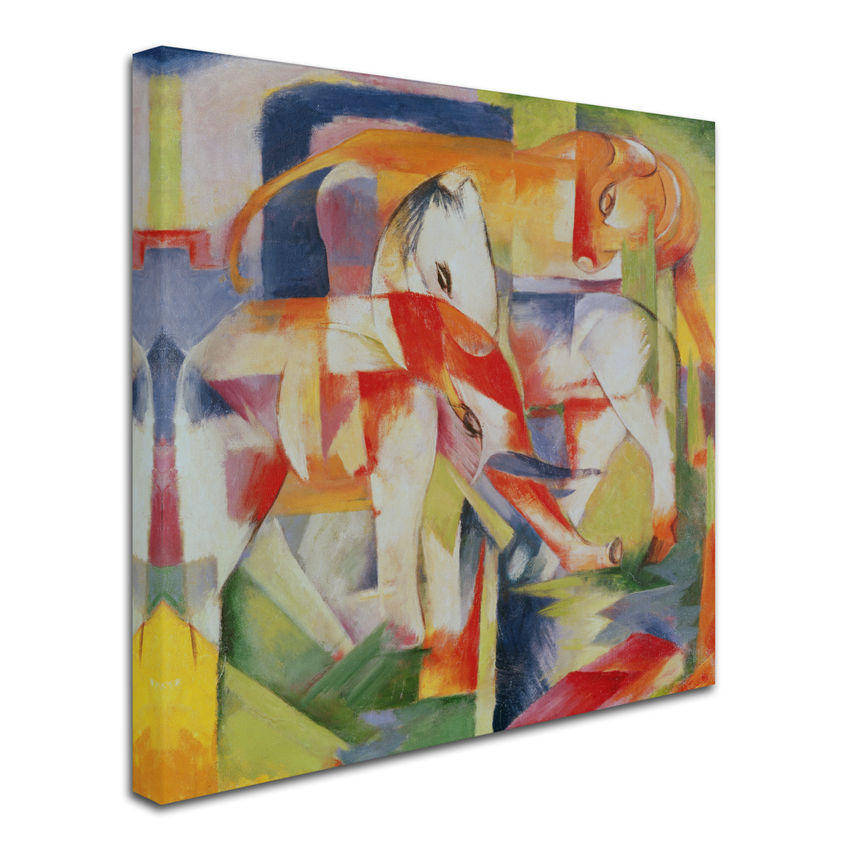Franz Marc 'Elephant Horse And Cow 1914' Huge Canvas Art 35 X 35