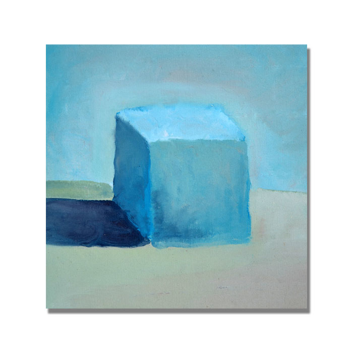 Michelle Calkins 'Blue Cube Still Life' Huge Canvas Art 35 X 35