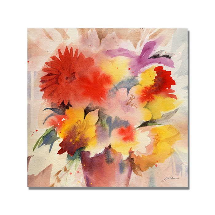 Shelia Golden 'Bouquet' Huge Canvas Art 35 X 35.