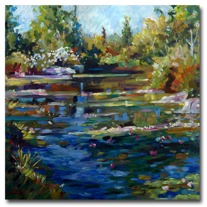 David Lloyd Glover 'Blooming Lily Pond' Huge Canvas Art 35 X 35