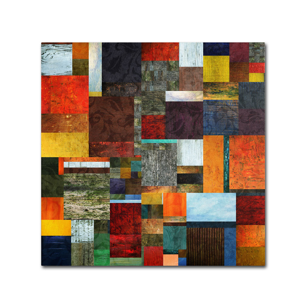 Michelle Calkins 'Brocade Color Collage 2' Huge Canvas Art 35 X 35
