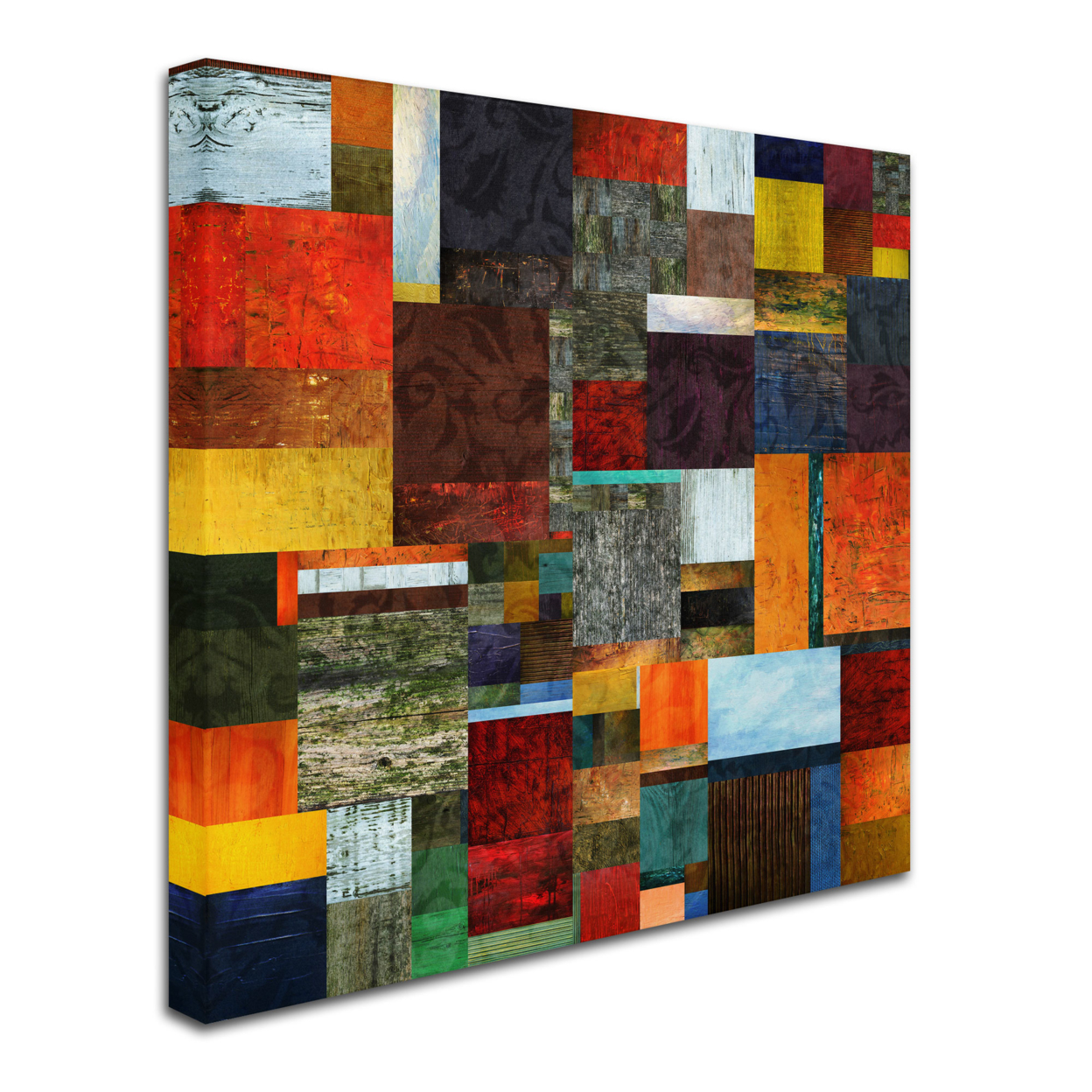 Michelle Calkins 'Brocade Color Collage 2' Huge Canvas Art 35 X 35